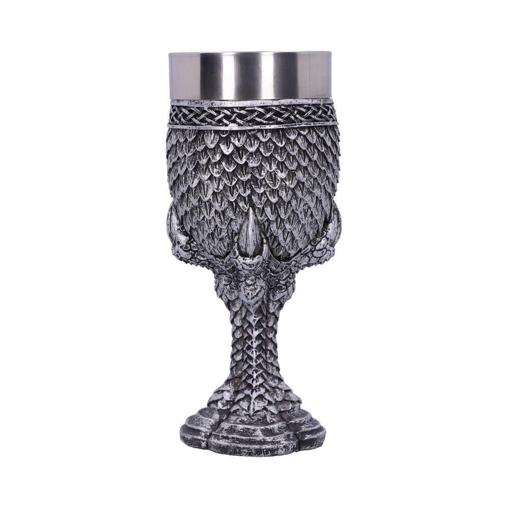 Nemesis Now U4708P9 Grey Scale Dragon Claw Goblet 16.7cm, Resin w. Stainless Steel