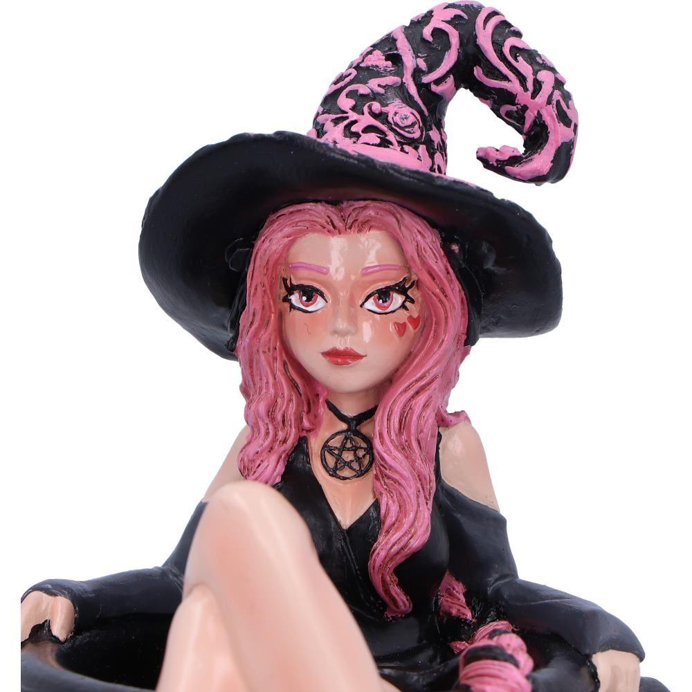 Baie Rose Sugar & Spice Witch Figurine 14.5cm – Mystical Pink Witch Collectible Decor with Cauldron and Pentacle