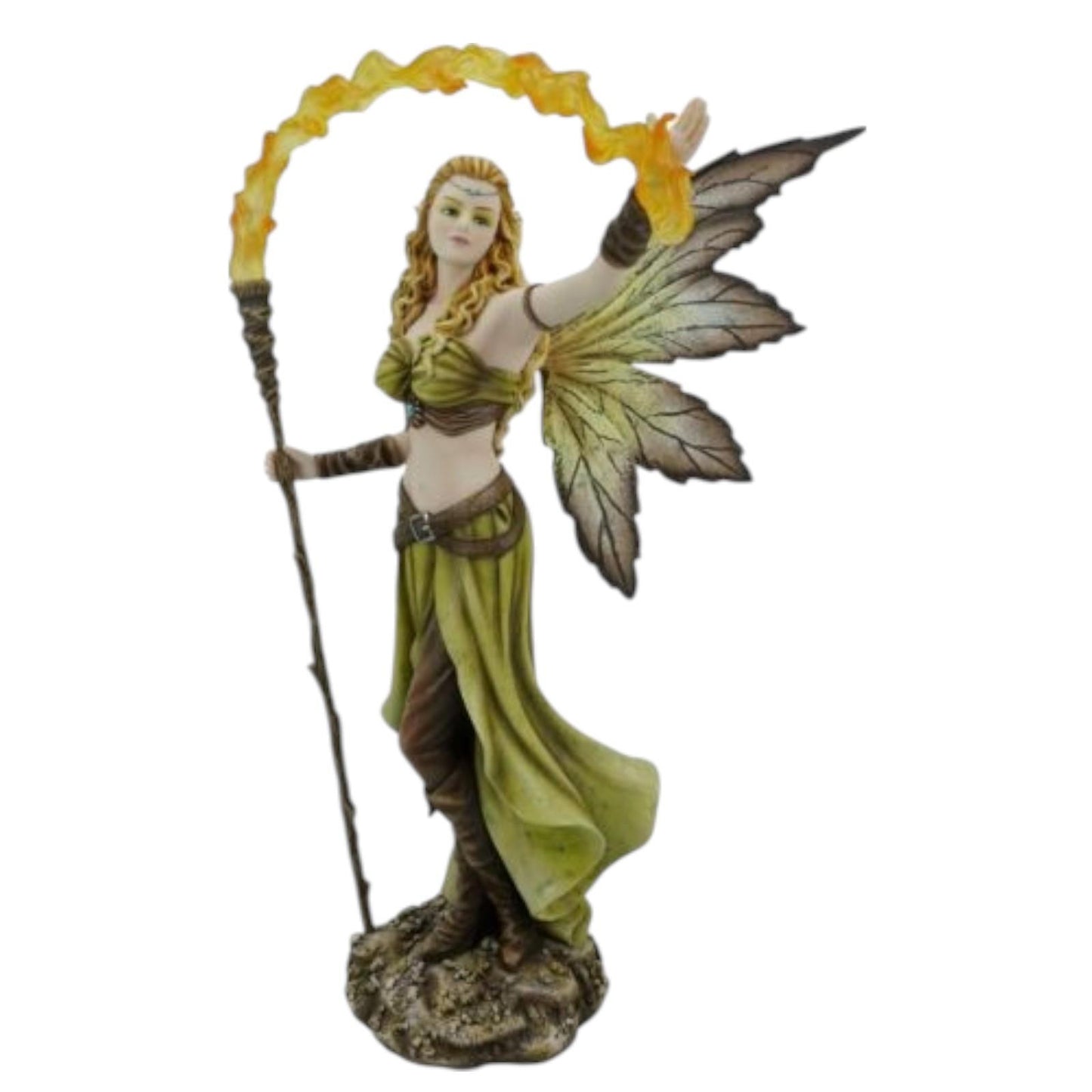 Fire Element Fairy Figurine 36.5cm Hand Painted Resin Sculpture Fantasy Magic Decor