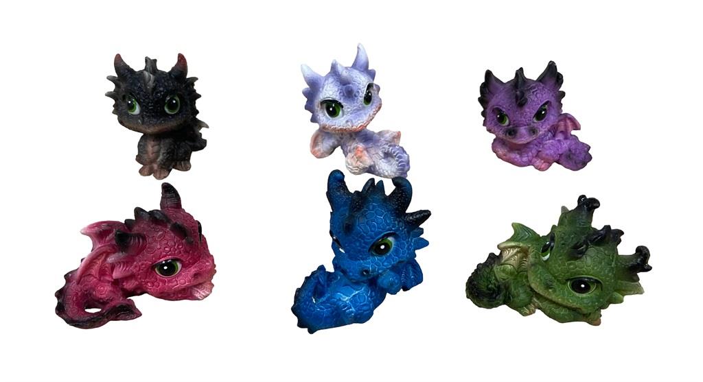 Cute Dragon Figurine Set of 6 Colourful Mini Dragons Fantasy Mythical Creatures