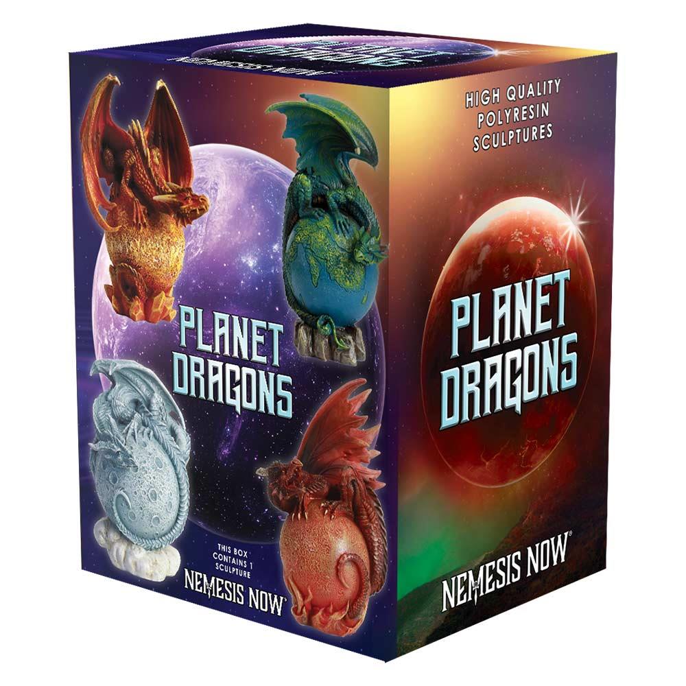 Gothic Fiery Crimson Mars Dragon Fantasy Statue Martian globe Mythical Decor