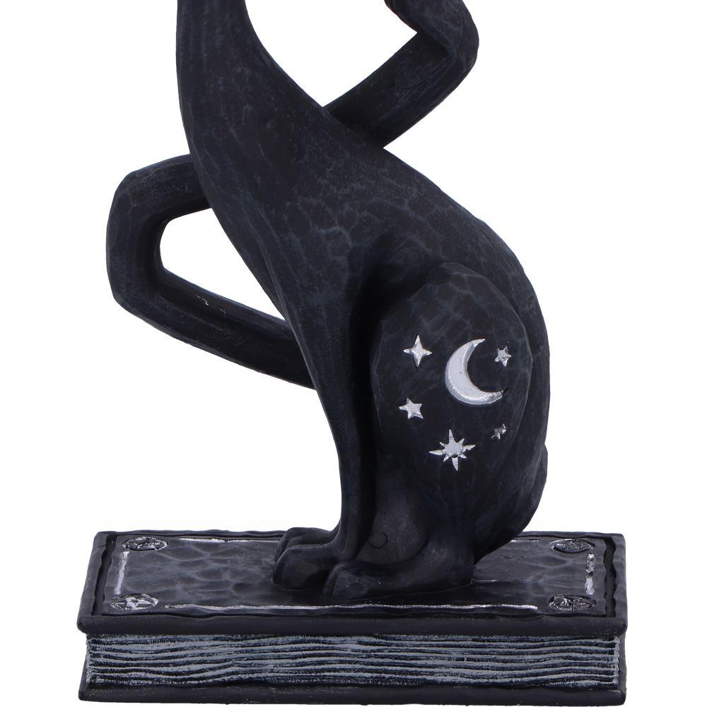 Gothic Witch Cat Ornament Crescent Moon & Star Decor Spooky Wiccan Figurine