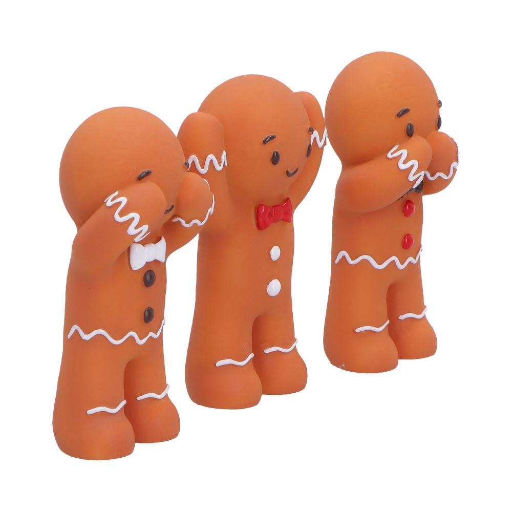 Gingerbread Three Wise Statues 9cm See Hear Speak No Evil Xmas Table Decorations