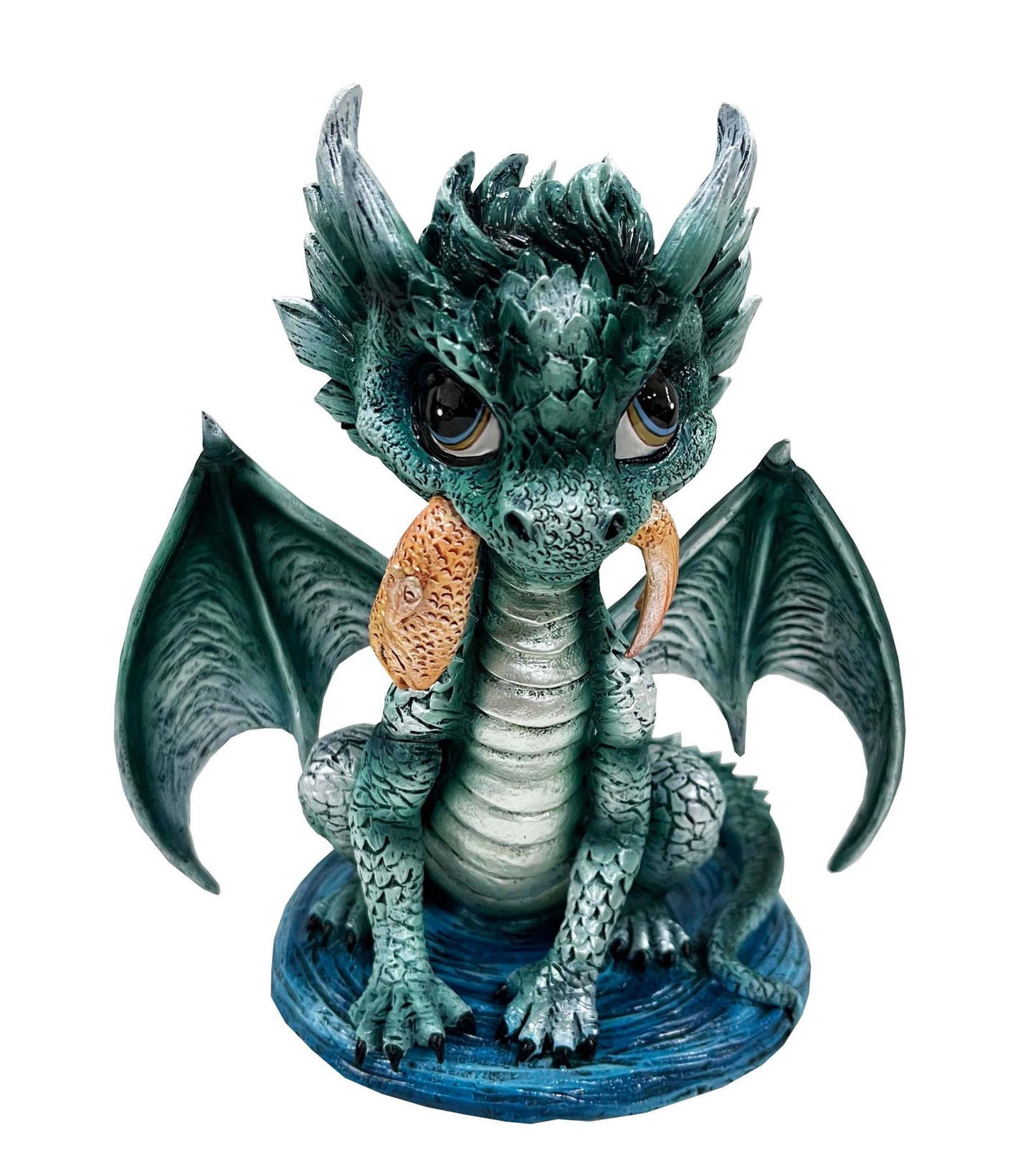 Resin Dragon Figurine 14.5cm Green Cute Baby Dragon Gothic Fantasy Home Decor Gift