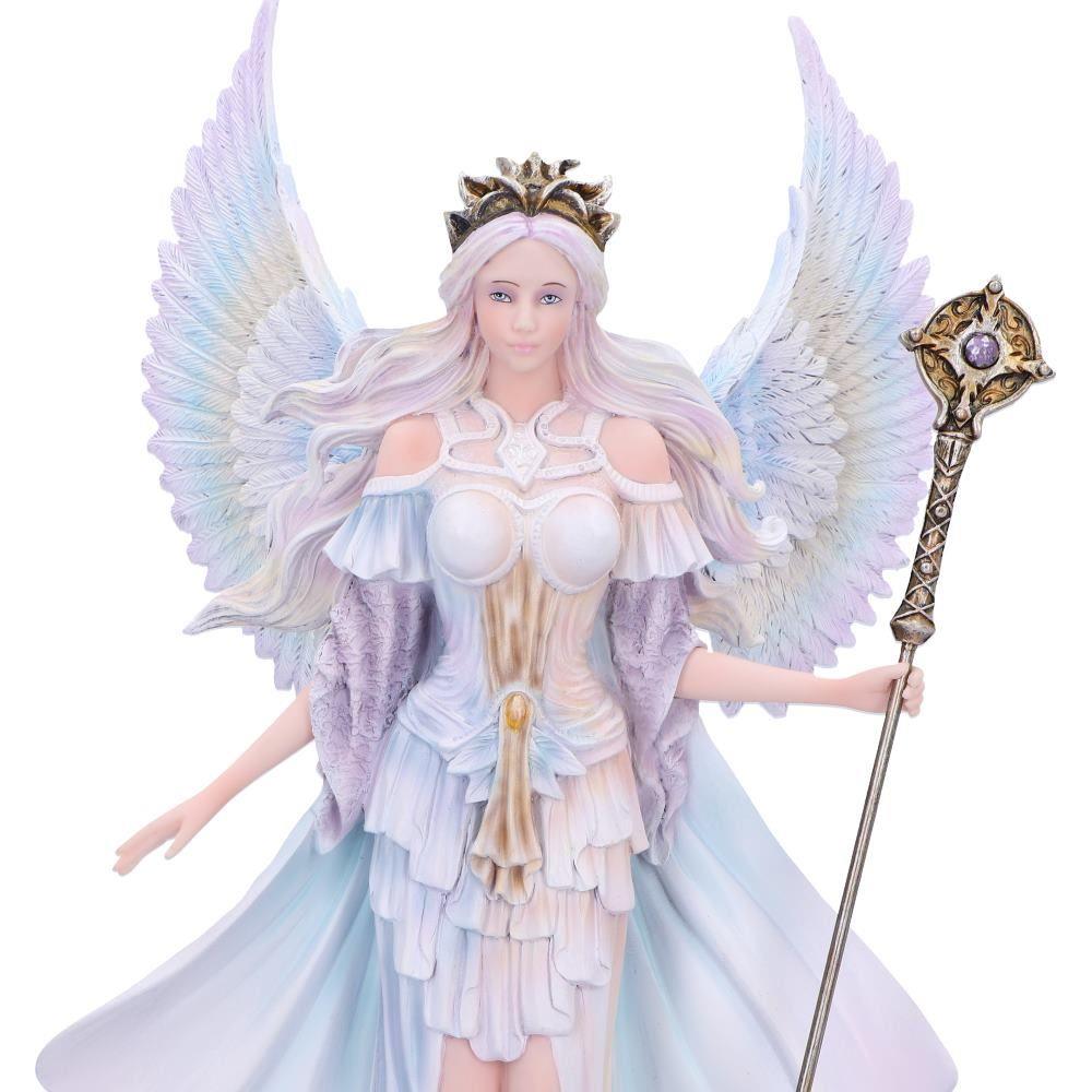 Spiritual Angel Figurine Elegant Celestial Ornament with Staff Enchanted Statue Decor