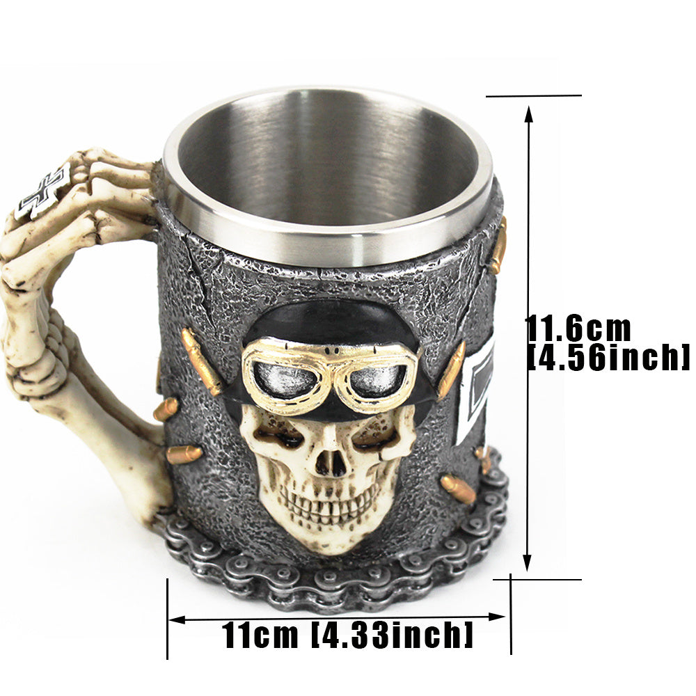 3D Skull Stainless Steel Cup Resin