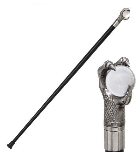 Gothic Dragon Hand Cane 95cm | Clear Crystal Ball Cosplay Staff Costume Prop LARP