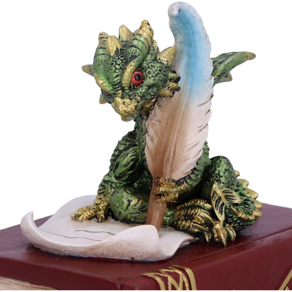 Gothic Dragon Trinket Box with Quill Fantasy Book Decor Statue Magical Gift Idea