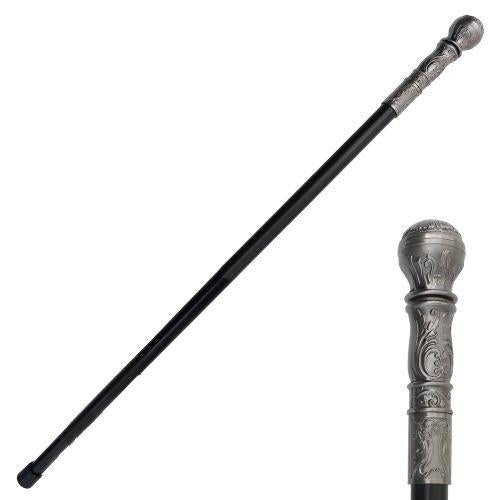 Elegant Costume Cane 90cm | Decorative Silver Prop Stick for LARP, Cosplay, Display Use