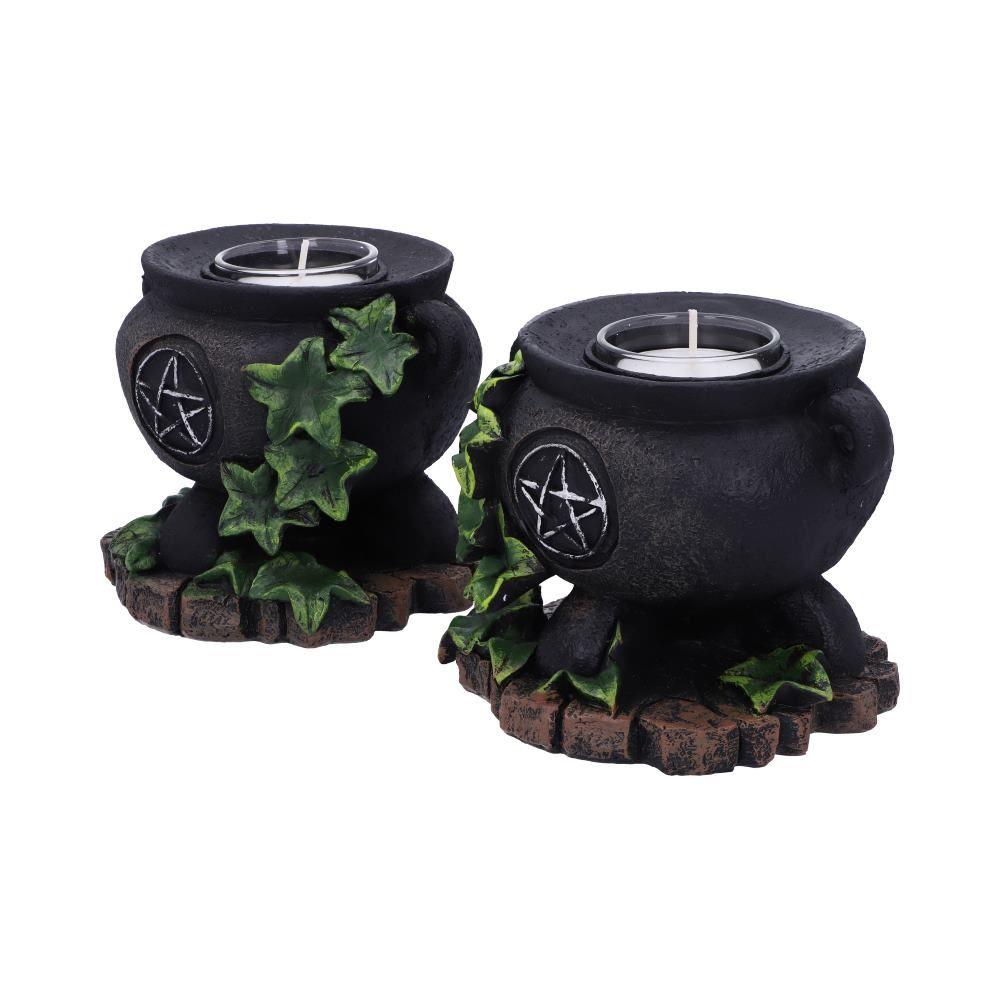 Set of 2 Ivy Cauldron Candle Holders 11cm | Witchcraft Tealight Decor-Wiccan