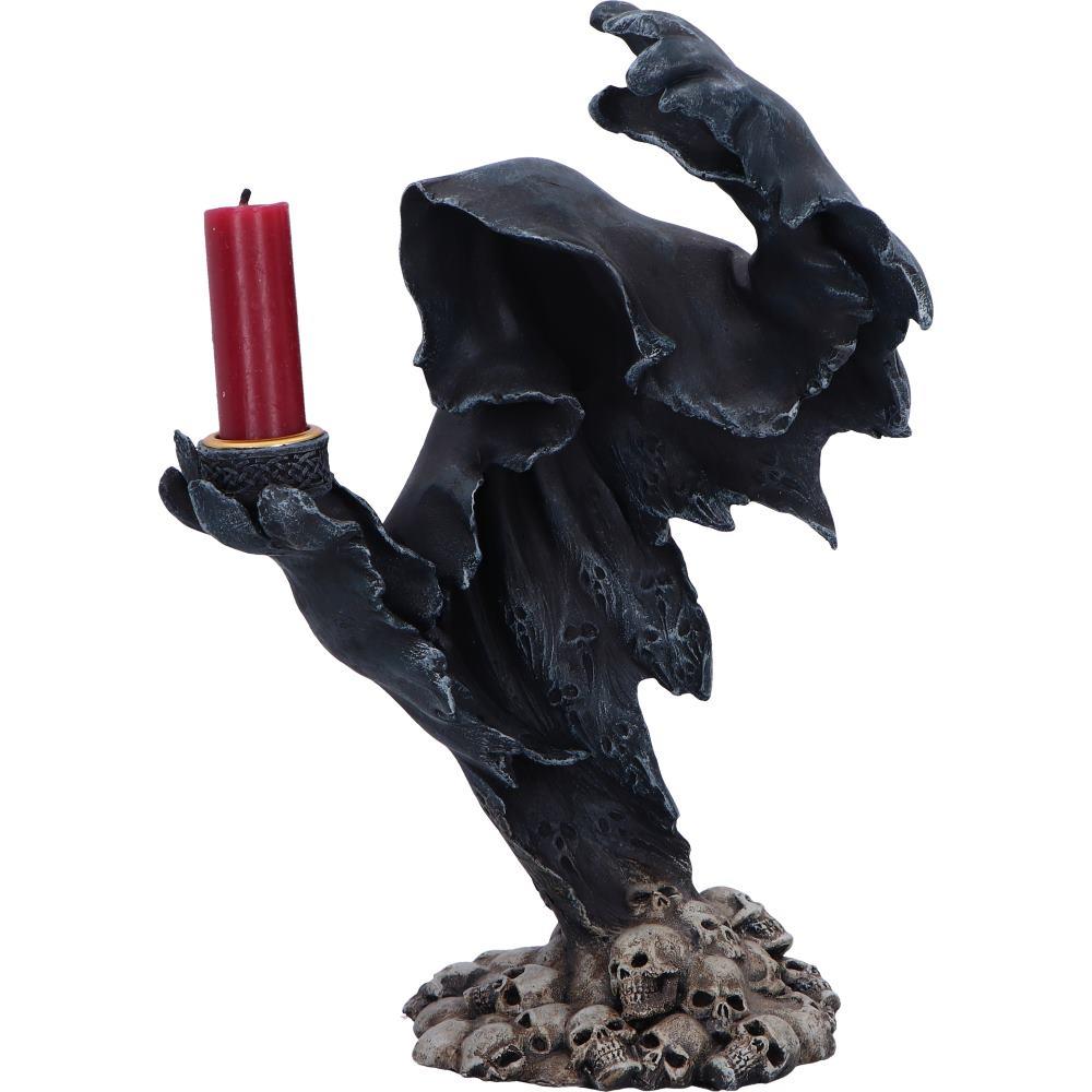 Dark Reaper Candle Stand Gothic Horror Skull Pile Sculpture Halloween Decor
