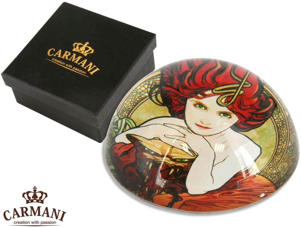 Paperweight - Alphonse Mucha Emerald Art Deco Office Decor