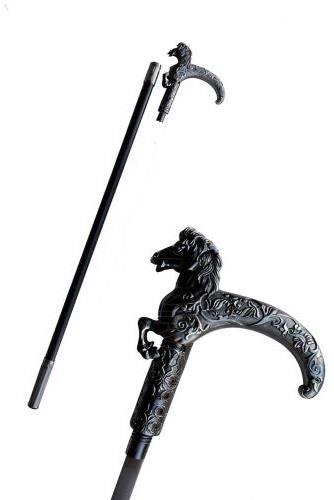 Black Horse Handle Costume Cane 90cm | Steampunk Gothic Cosplay Prop Staff Stick