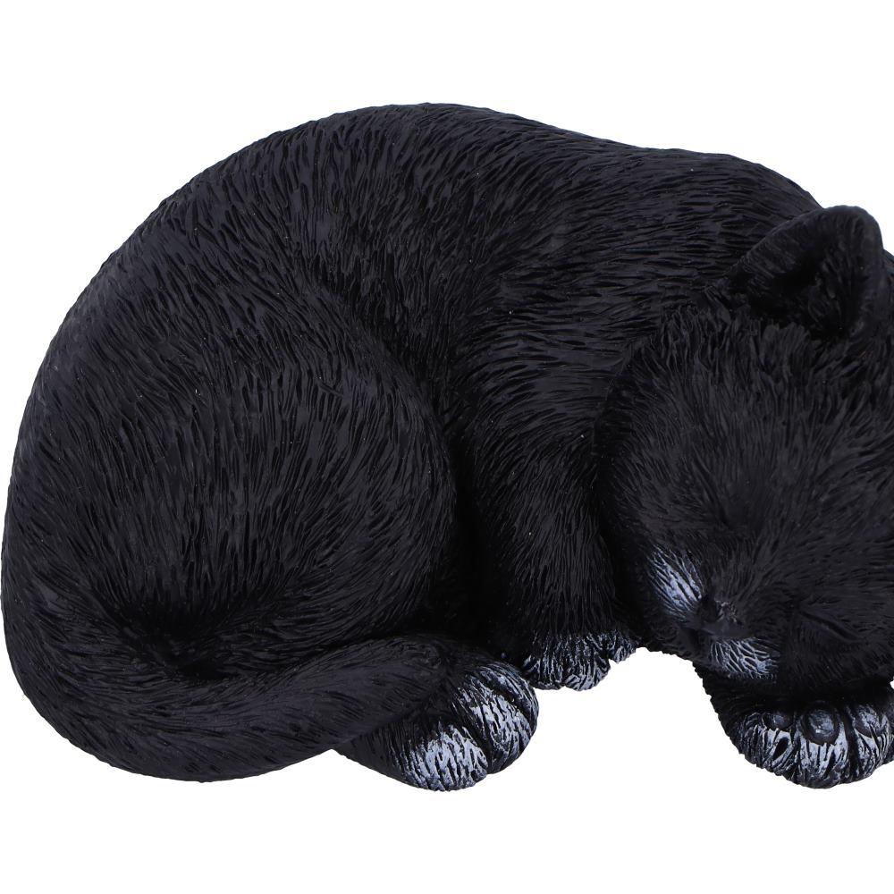 Sleeping Black Cat Statue Feline Figurine Witchcraft Gothic Wiccan Collectable Art