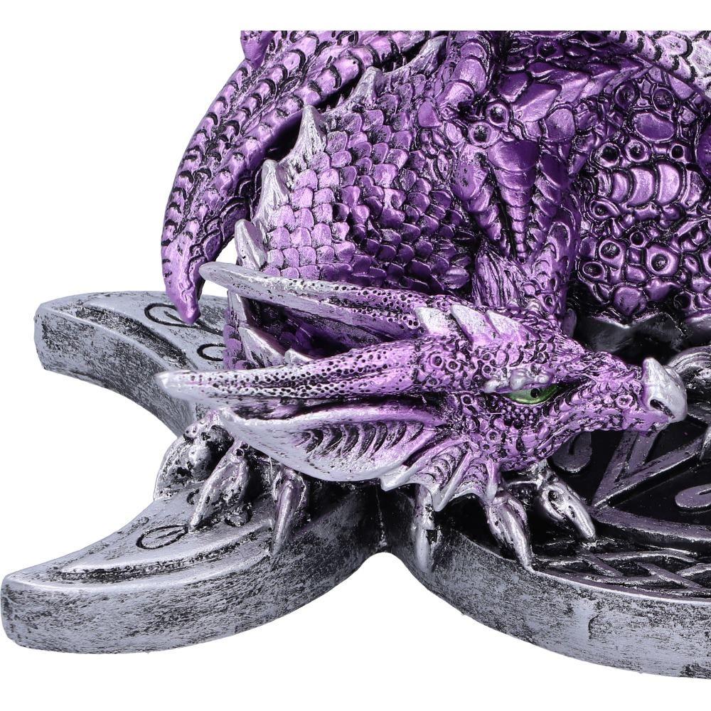 Triple Moon Treasure Dragon Figurine 21.3cm Purple Sculpture Hand-Painted