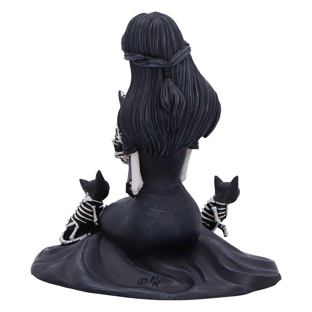 Eternal Affection Gothic Skeleton Statue with Cats Sculpture Dark Romantic Decor