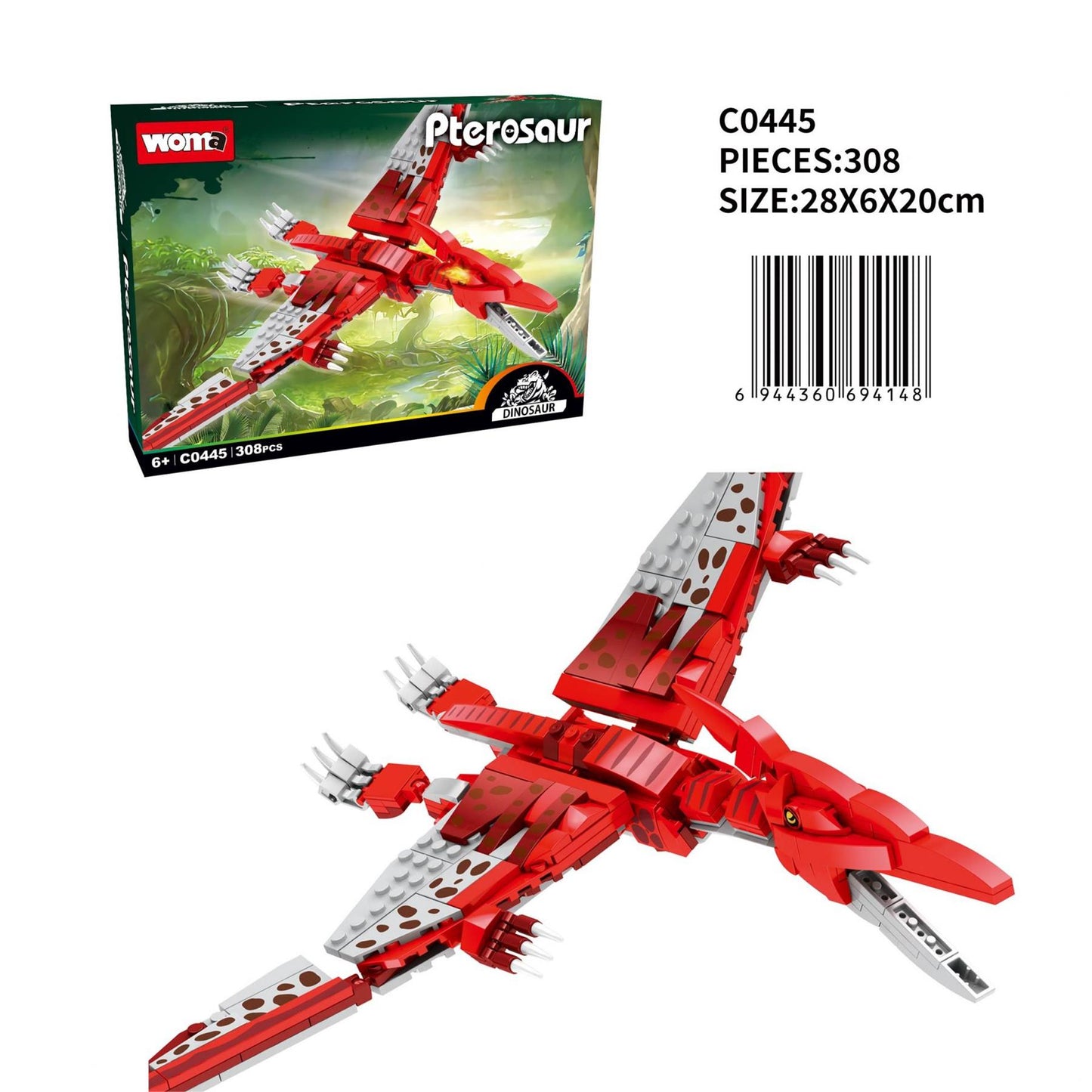 Jurassic Dinosaur Brick Model Creative Assembly Toy Adult Hobby Display 308PCS
