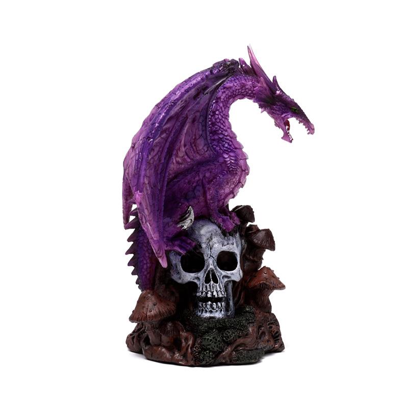 Amethyst Dragon Figurine - Gothic Skull Ornament Fantasy Decor Statue Home Decor