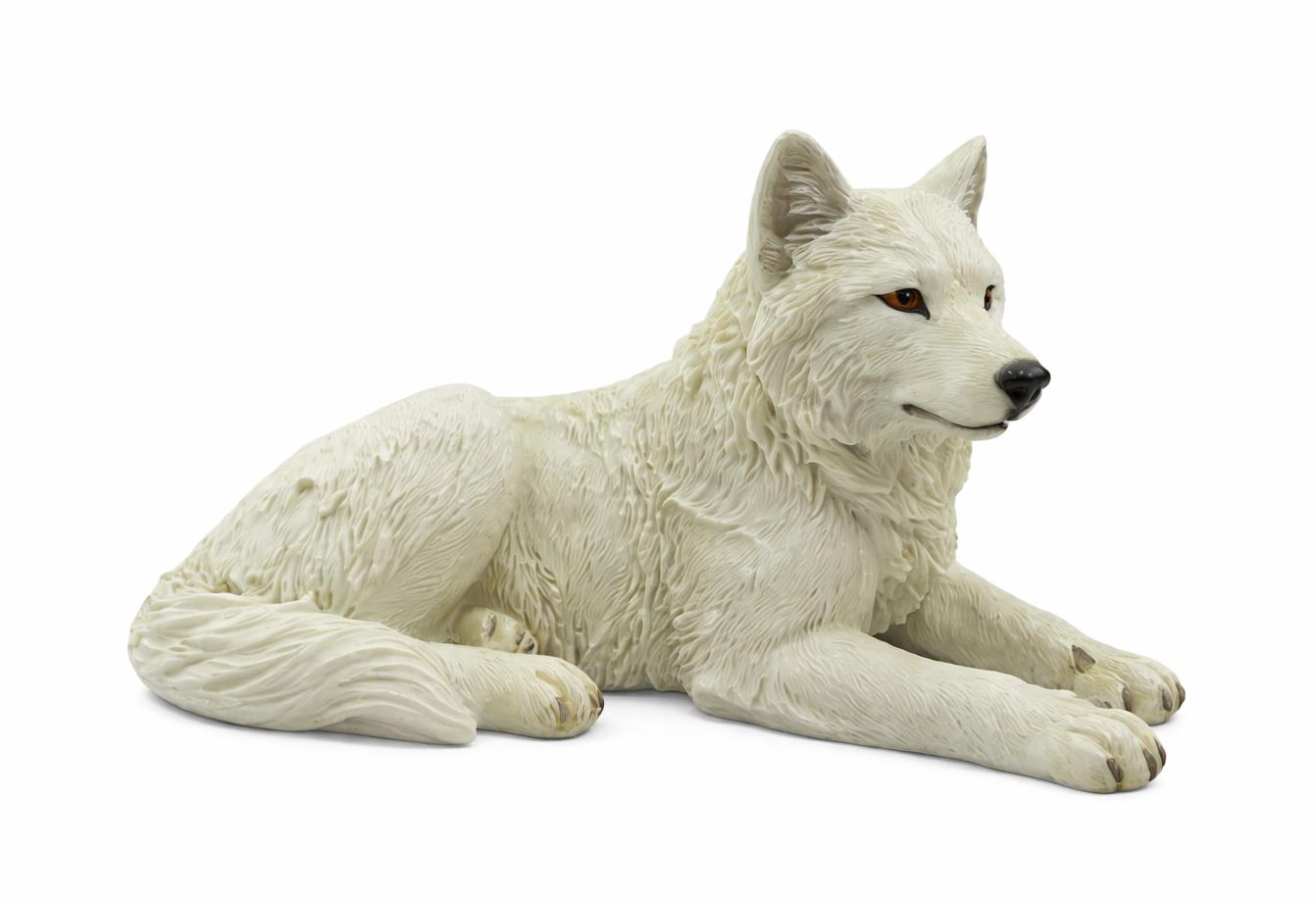 White Wolf Statue Arctic Figurine Wildlife Ornament Animal Collectible Decor