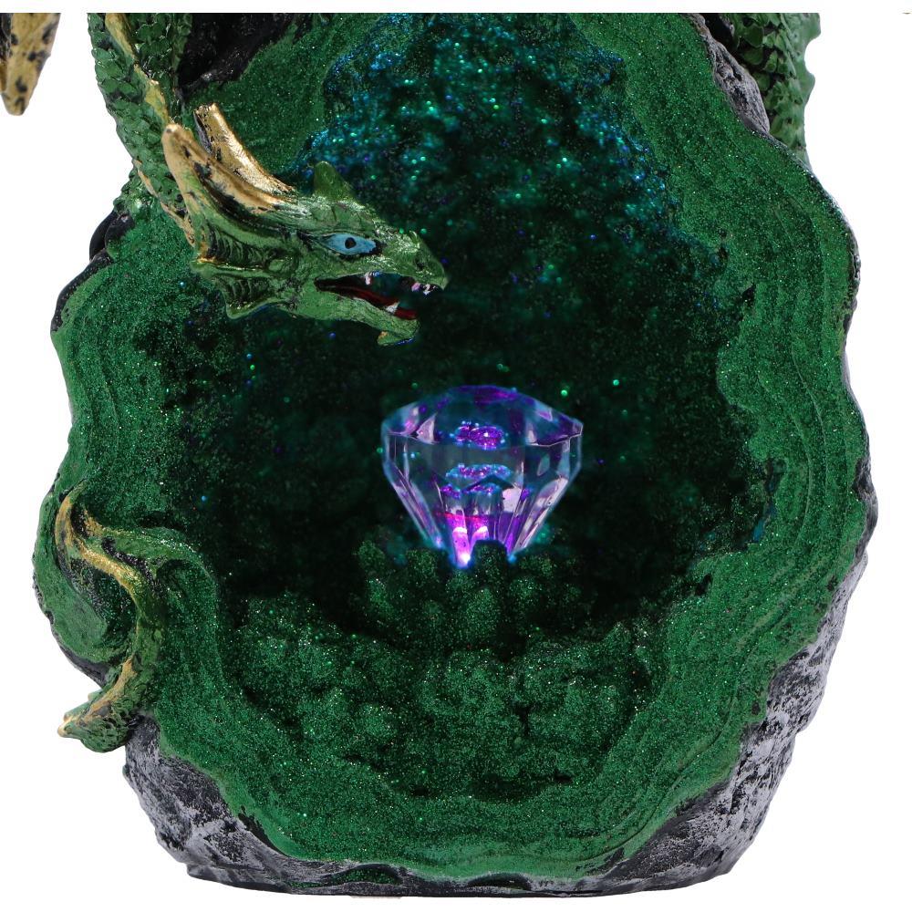 Mystical Green Dragon with Light-Up Crystal Geode Fantasy Gothic Ornament Gift