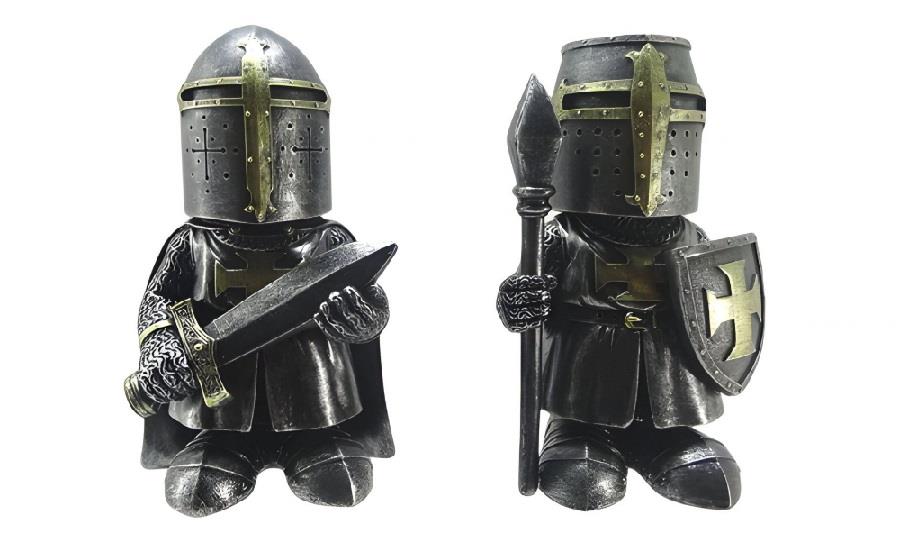 Gothic Templar Knight Collectibles – Medieval Warrior Figurines Set – Resin Decor 13.8cm