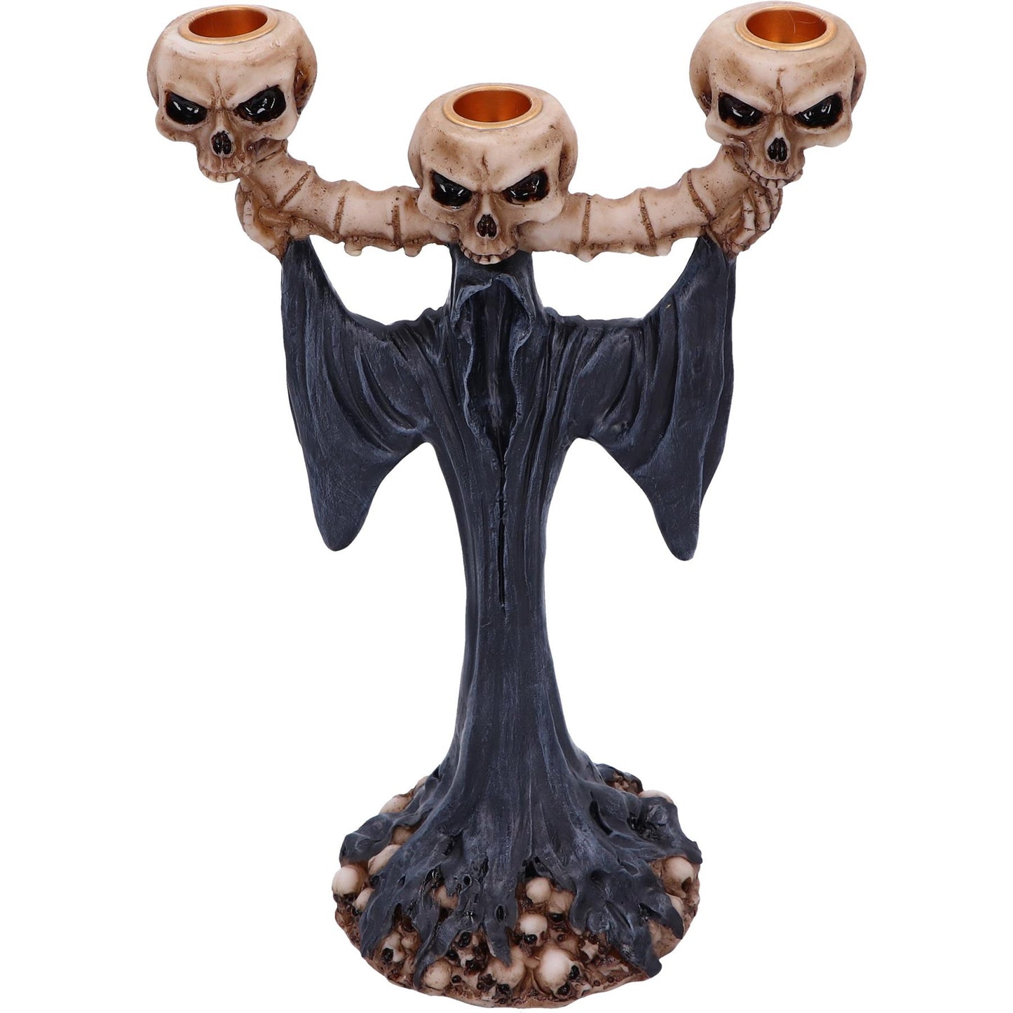 Gothic Reaper Skull Tea Light Holder Dark Candle Decor Bone Flame Altar Ornament