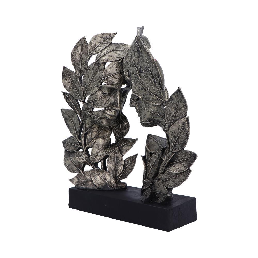 Silver Leaf Couple Face Statue Abstract Romantic Sculpture Decorative Art Figurine