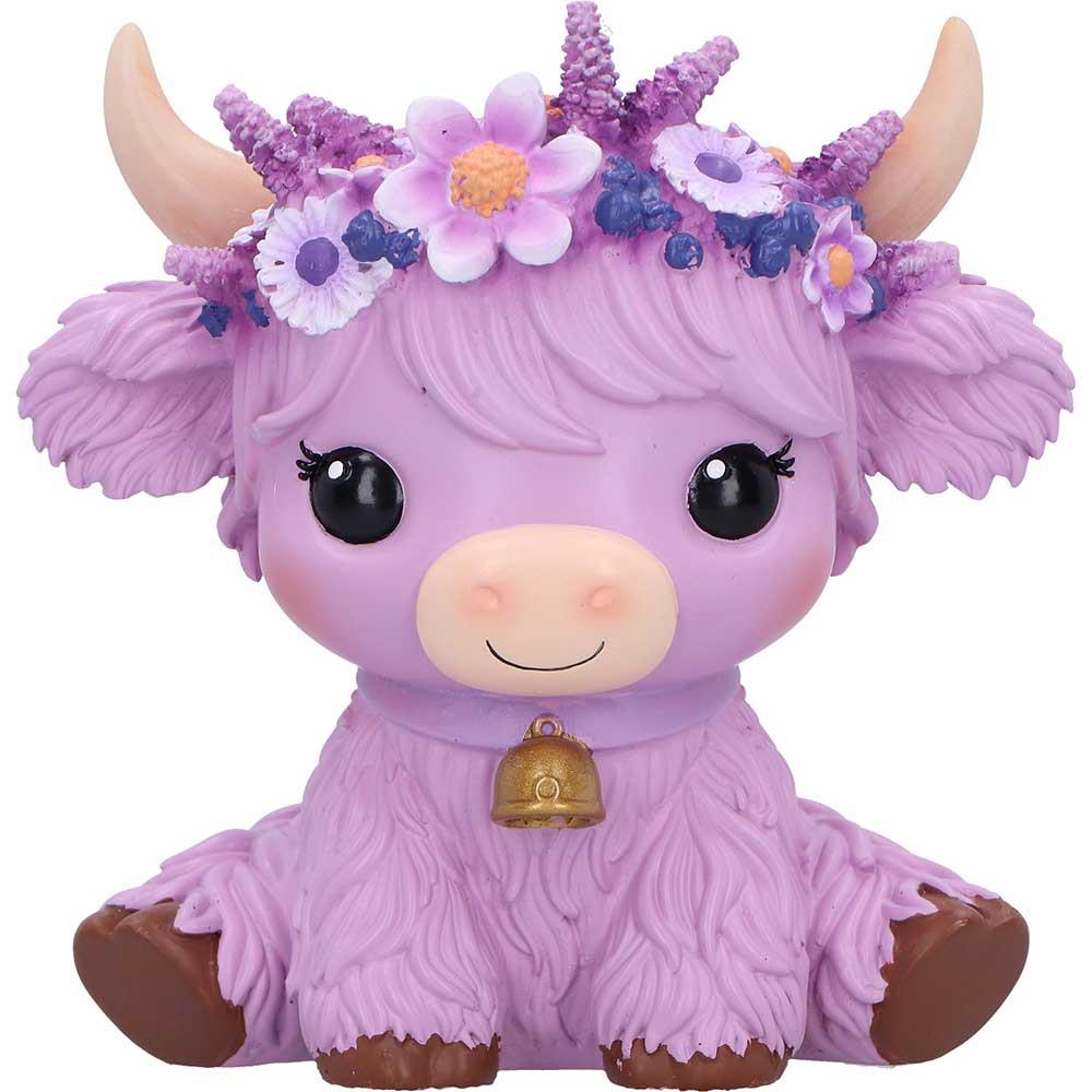 Moo Crew Hyacinth Purple Flower Cow Figurine Cute Farmhouse Ornament Decor