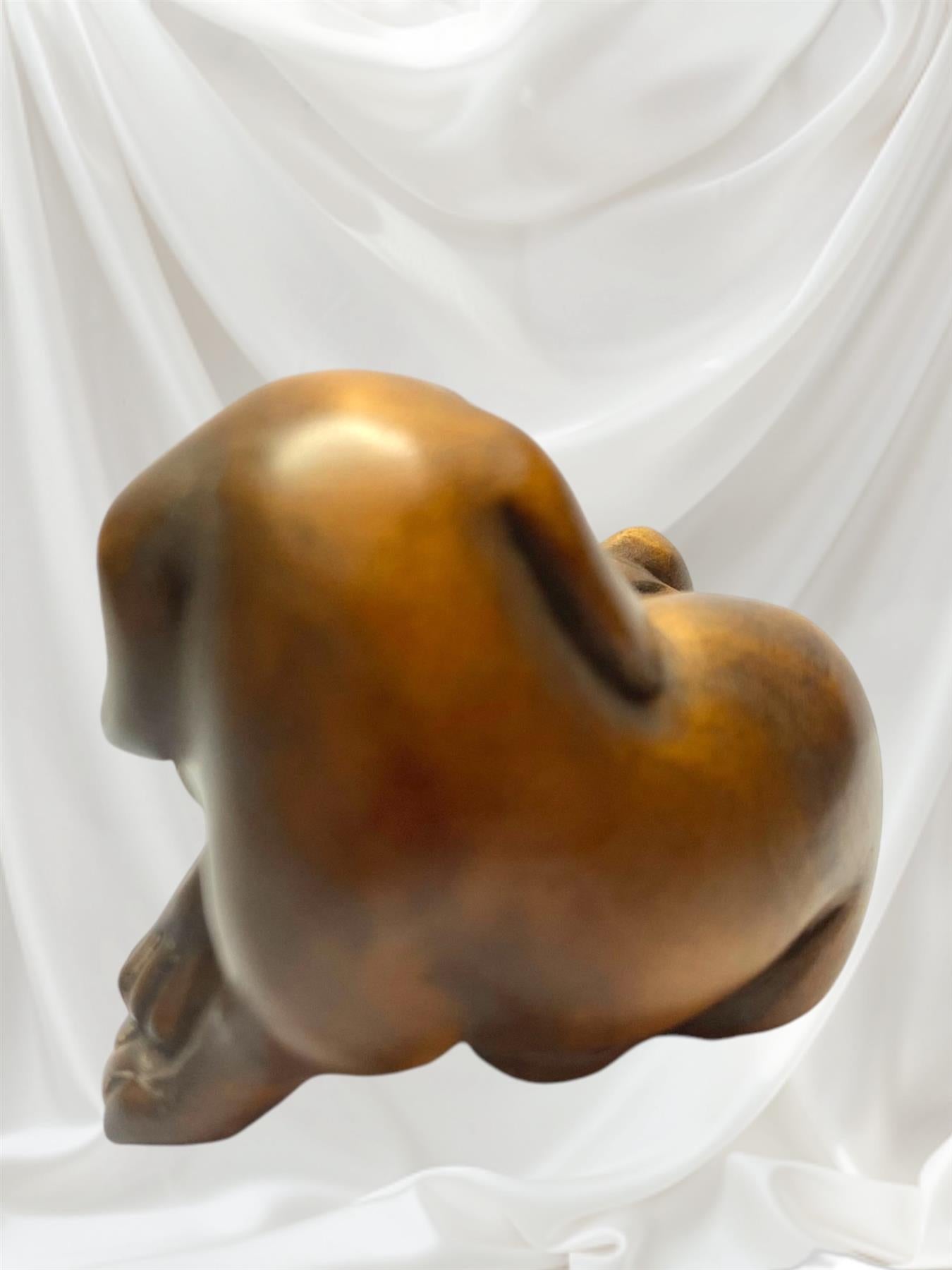 Miniature Japanese Netsuke Hand-Carved Wooden Dog – Signed by Artist – 4.5 x 4 cm-Osiris Craftworks