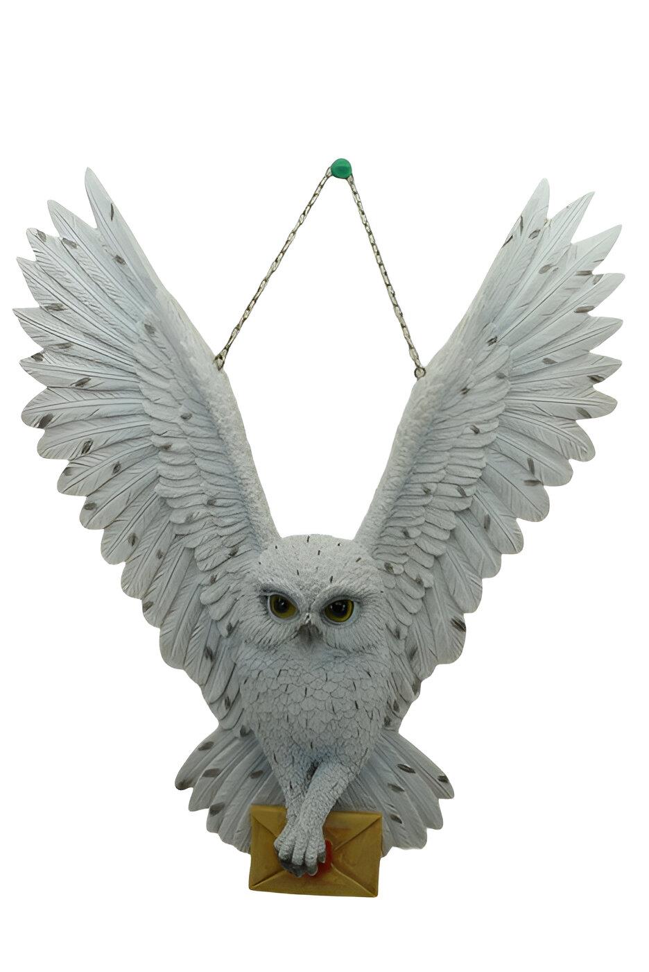 Majestic Hanging Owl Figurine with Letter Wildlife Bird Ornament Sculpture Decor