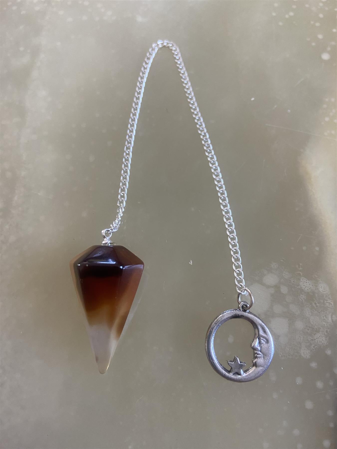 Carnelian Crystal Pendulum Moon Charm Dowser Reiki Chakra & Spiritual Work