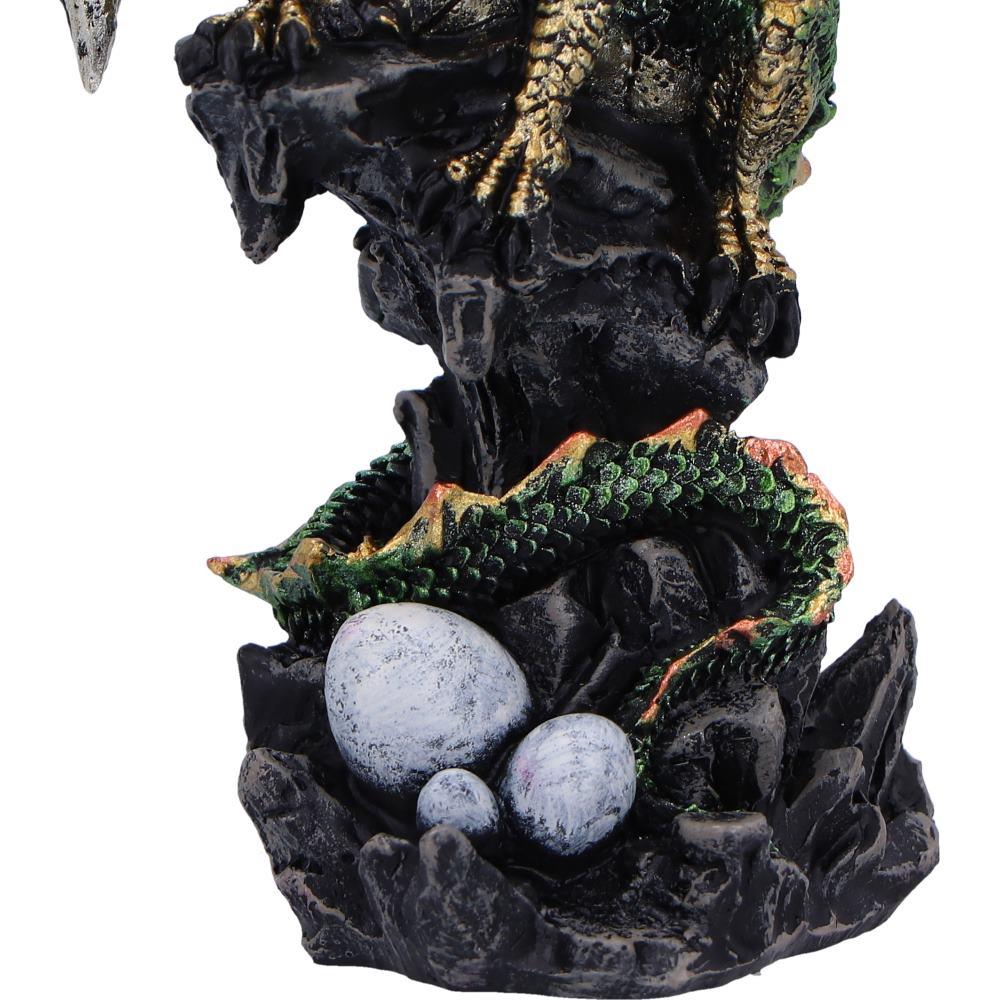 Fantasy Dragon Sculpture Guardian of Eggs Figurine Gothic Metallic Accents decor