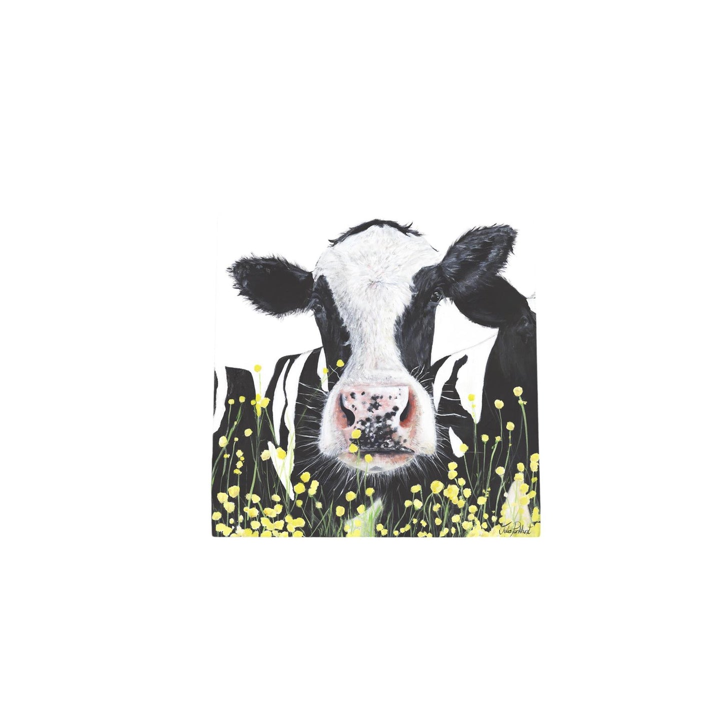 Buttercup Cow Ceramic Art Tile 20x20 cm by Pankhurst Gallery - Farmhouse Decor Ready to Hang