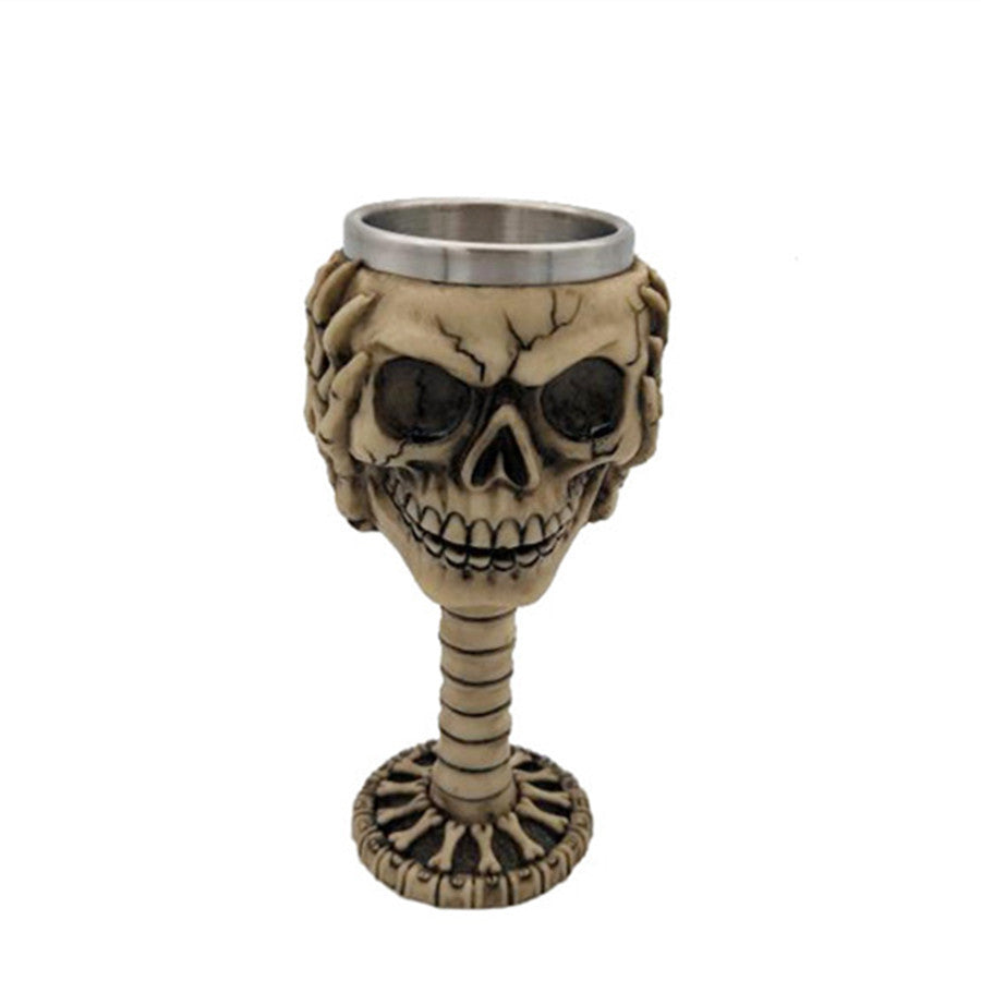 Double Layer Stainless Steel Resin Skull And Crossbones Ghost Head Coffee Mug