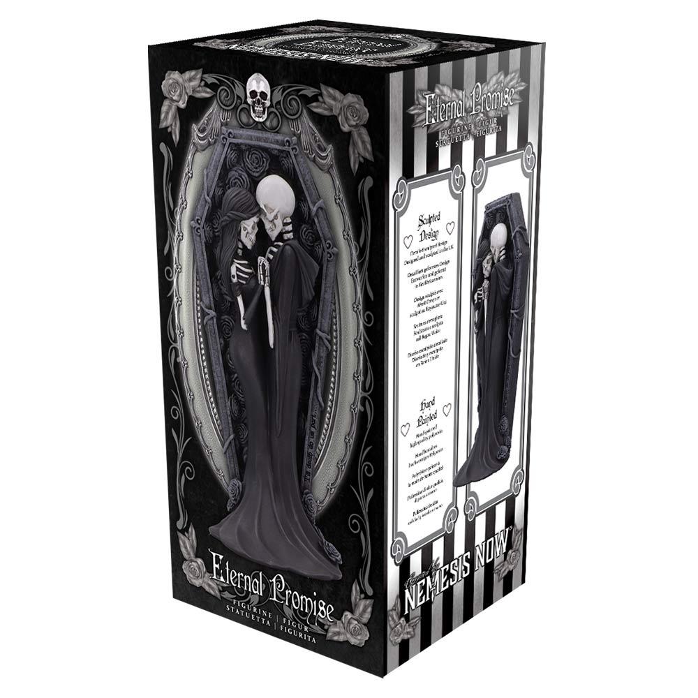 Fantasy Skeleton Couple Figurine Macabre Romantic Gothic Coffin Embrace Statue