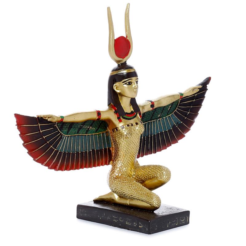 Ancient Egyptian Goddess Isis Figurine - Gold Winged Home Decor Ornament