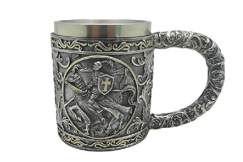 Medieval Knight Mug Templar Crusader Tankard Gothic Drinkware Fantasy Cup