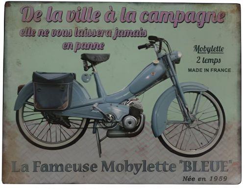 La Fameuse Mobylette Bleue Retro Tin Plaque 30x20cm | 1950s Scooter Wall Sign