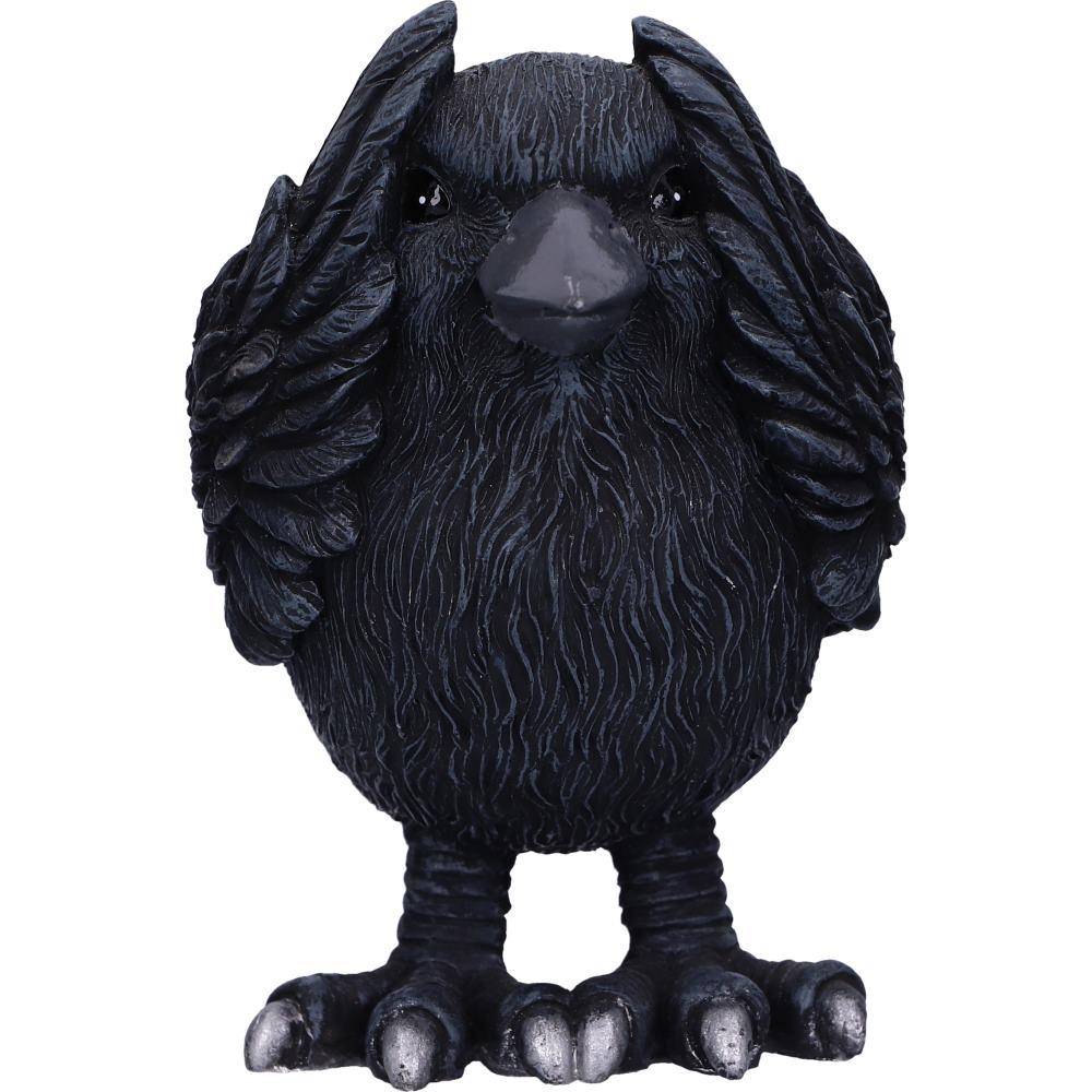 Three Wise Raven Figurines Gothic See No ,Hear No, Speak No Evil Ravens pagan