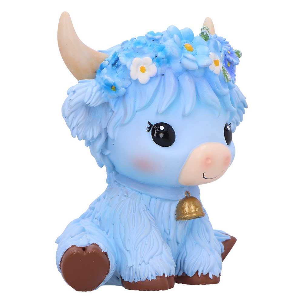 Moo Crew Bluebell Blue Flower Cow Figurine Cute Farmhouse Ornament Decor