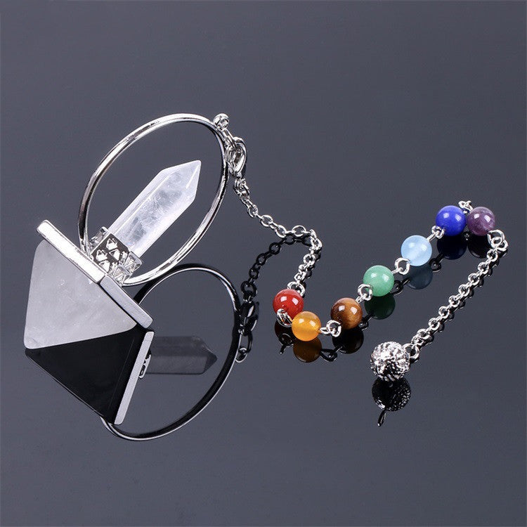 Meditation Obsidian Pendulum Seven Chakra Bead Chain