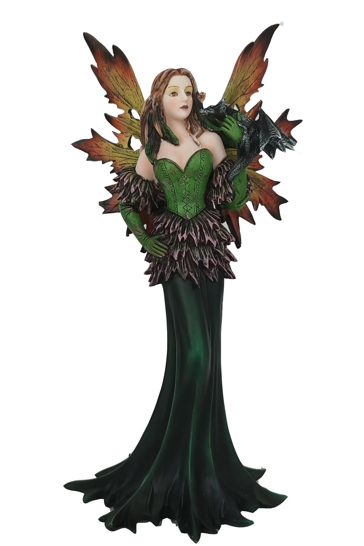 Autumn Forest Fairy an Dragon Figurine Mystical Ornament Fantasy Art Decor