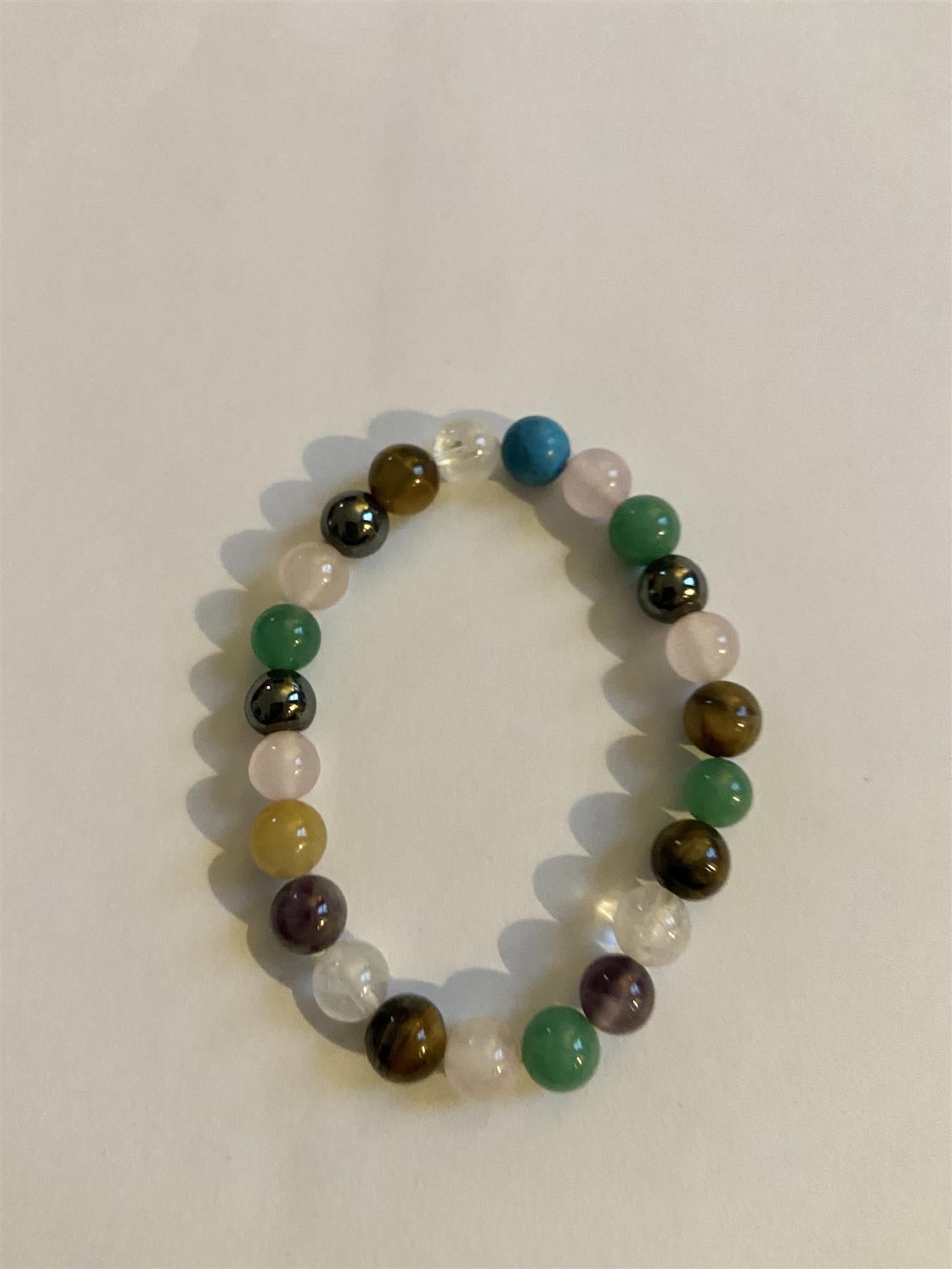 Natural Healing Mixed Gemstone Power Bracelet – Chakra Energy Bracelet, Healing Crystal Bead Bracelet, Adjustable Stretch Bracelet