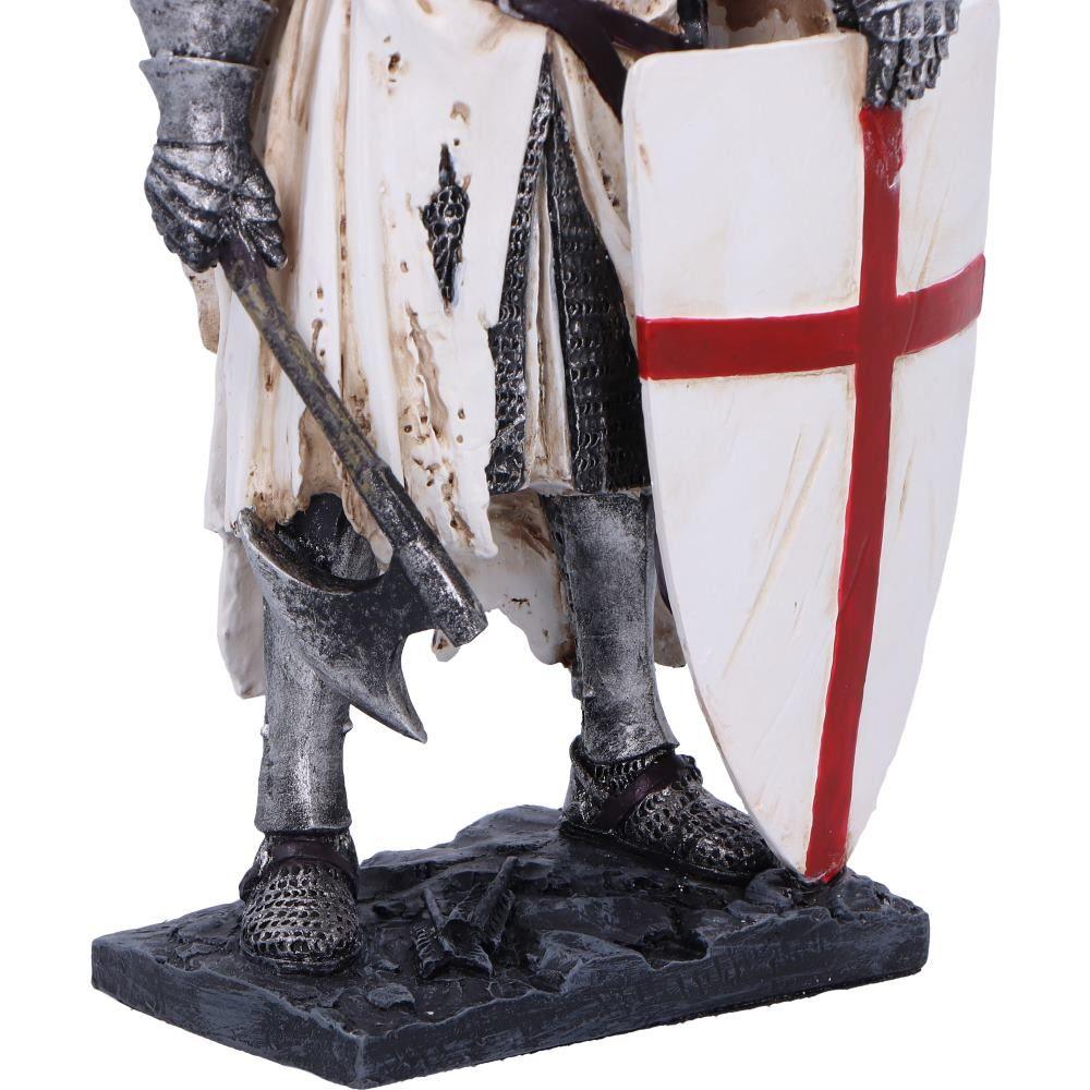 Templar Knight Figurine Medieval Sculpture with Shield and Axe Historical Statue Decor