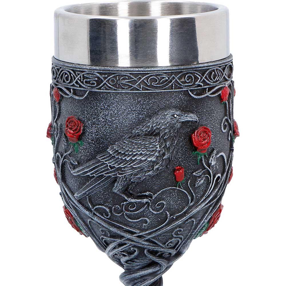 Raven Goblet Gothic Chalice Cup with Stainless Steel Insert Dark Romantic Decor