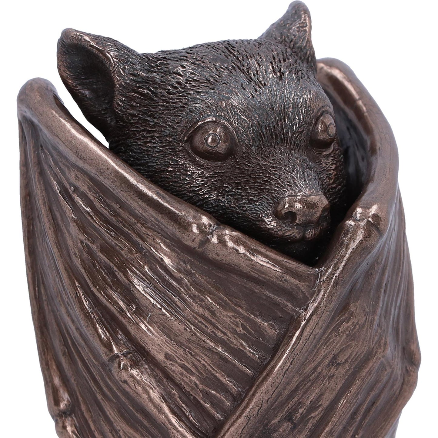 Bronze Bat Snuggle Box 8.5cm | Hand-Painted Gothic Decor | Cast Resin Bat Storage