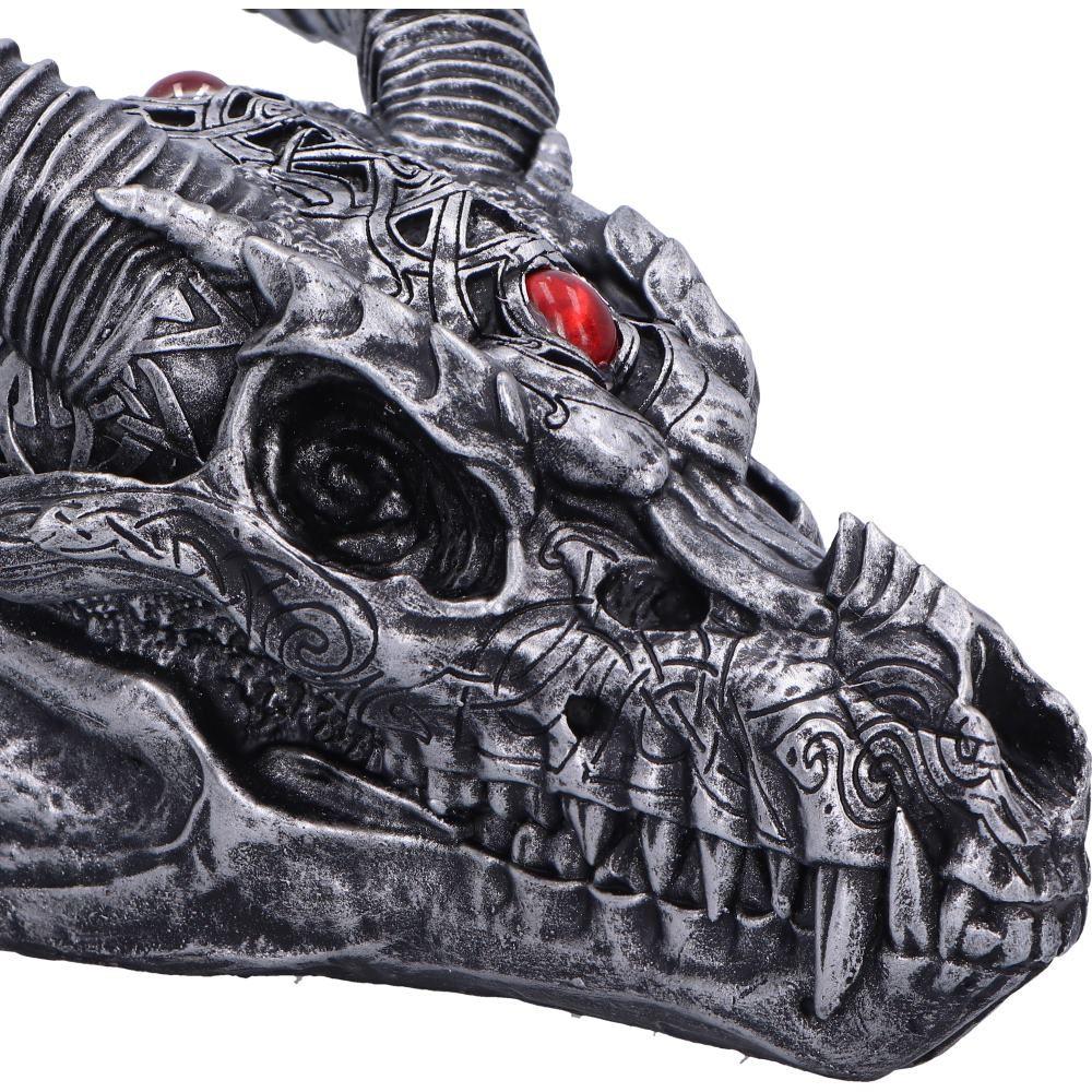 Dragon Skull Head Tribal Flame Resin Statue - Boxed Fantasy Collectible