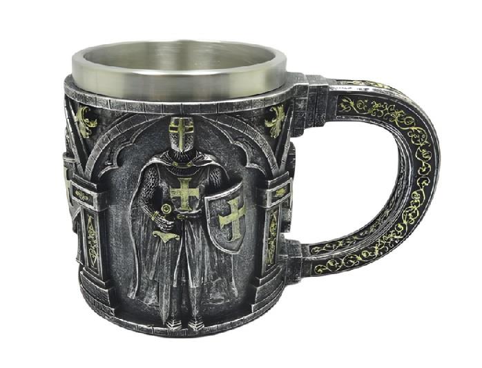 Templar Knight Warrior Tankard – Gothic Medieval Beer Mug – Historical Fantasy Drinkware