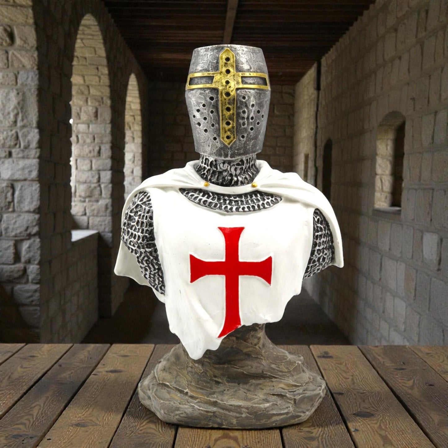 Medieval Templar Bust Crusader Knight Armour Gothic Collectible Home Decor