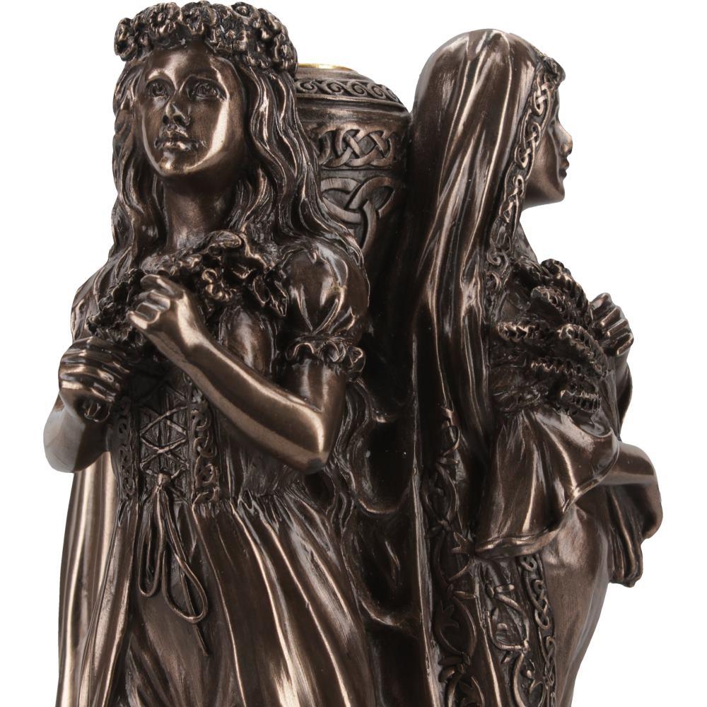 Celtic Triple Goddess Statue Incense Burner Pagan Altar Decor Smoke Cone Holder